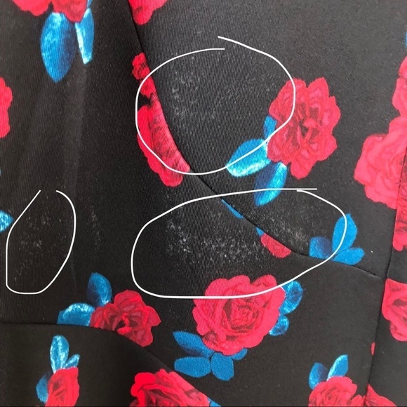 Lane Bryant- Black with Red Roses Fit and Flare dress size: 18 - Picture 11 of 12